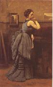 Jean Baptiste Camille  Corot Woman in Blue (mk05) oil painting artist